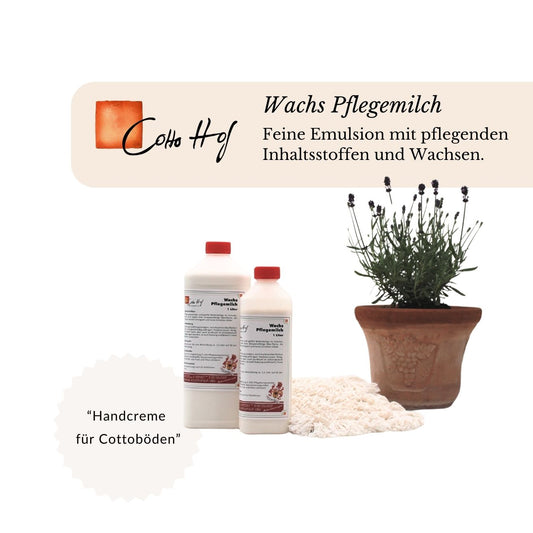 Feine Wachs Pflegemilch Handcreme für Ihren Cottoboden